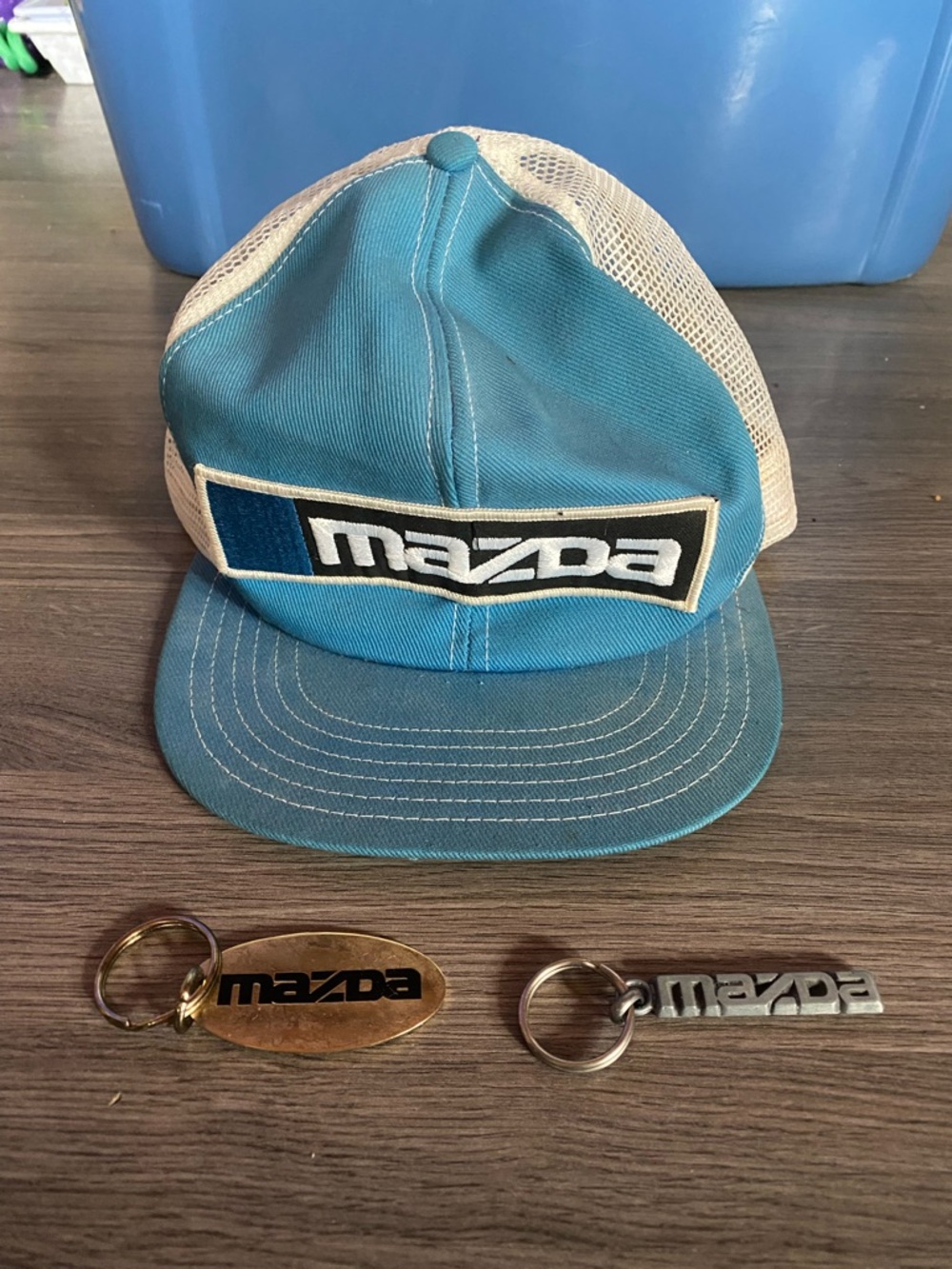 Mazda Blue and Cream Mesh Trucker Hat